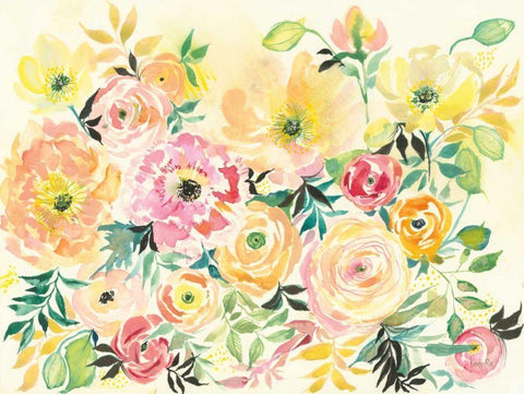 Sunny Blooms White Modern Wood Framed Art Print with Double Matting by Rice, Kristy