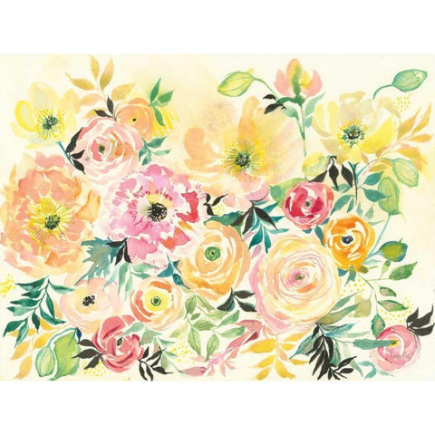 Sunny Blooms Black Modern Wood Framed Art Print by Rice, Kristy