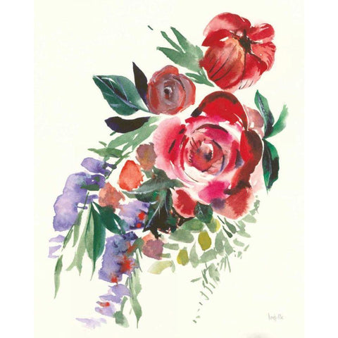 Autumn Roses Black Modern Wood Framed Art Print with Double Matting by Rice, Kristy