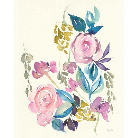 Kristys Roses Black Modern Wood Framed Art Print with Double Matting by Rice, Kristy