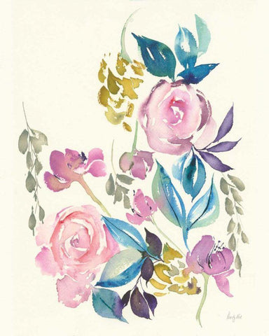 Kristys Roses Black Ornate Wood Framed Art Print with Double Matting by Rice, Kristy