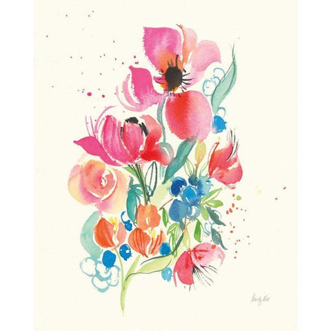 Bright Bouquet Gold Ornate Wood Framed Art Print with Double Matting by Rice, Kristy