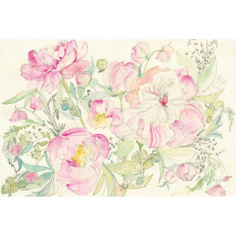 Peony Garden Black Modern Wood Framed Art Print by Rice, Kristy