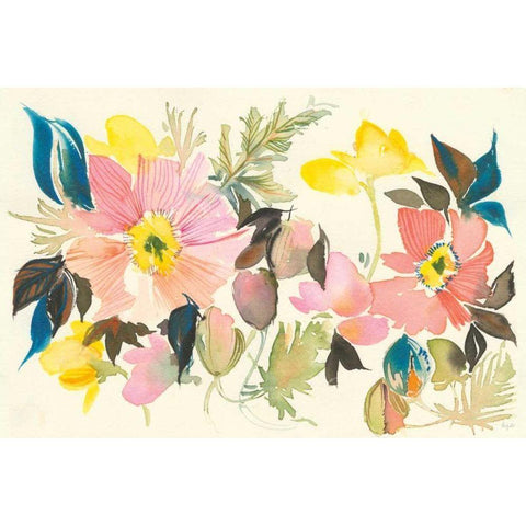 Pastel Garden I Black Modern Wood Framed Art Print with Double Matting by Rice, Kristy