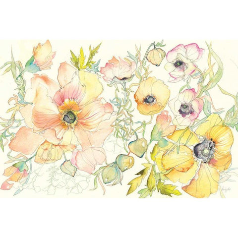 Pastel Garden II Black Modern Wood Framed Art Print by Rice, Kristy