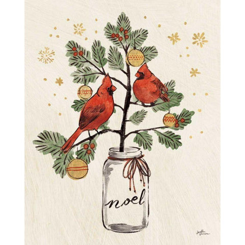 Christmas Lovebirds XIV Noel Black Modern Wood Framed Art Print by Penner, Janelle