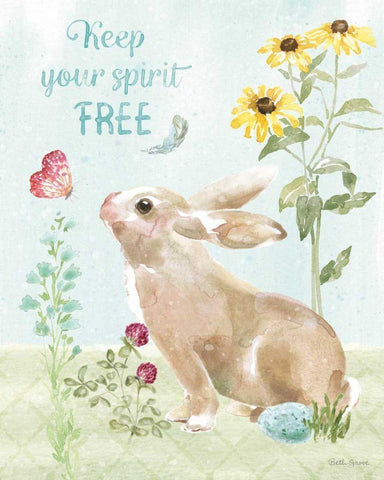 Sweet Bunnies V White Modern Wood Framed Art Print with Double Matting by Grove, Beth