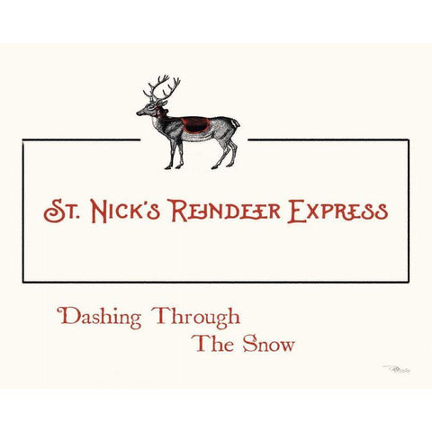 St. Nicks Reindeer Express Black Modern Wood Framed Art Print by Pela Studio