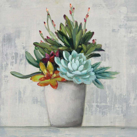 Succulent Still Life I Black Modern Wood Framed Art Print with Double Matting by Purinton, Julia