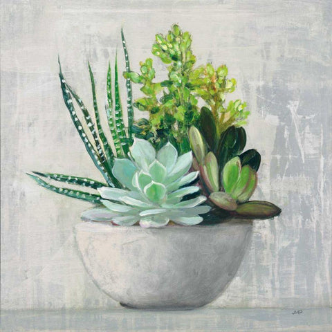 Succulent Still Life II Black Modern Wood Framed Art Print with Double Matting by Purinton, Julia