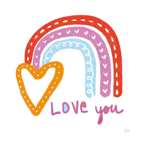 Love You Rainbow White Modern Wood Framed Art Print with Double Matting by Averinos, Melissa