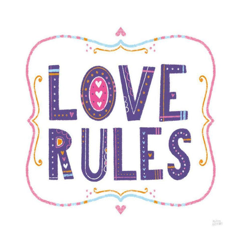 Love Rules White Modern Wood Framed Art Print with Double Matting by Averinos, Melissa