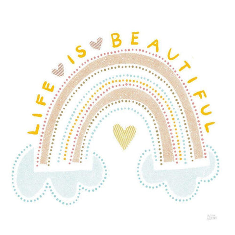 Life is Beautiful White Modern Wood Framed Art Print with Double Matting by Averinos, Melissa