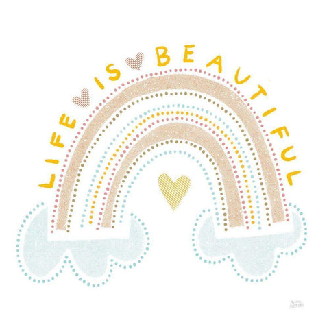 Life is Beautiful Gold Ornate Wood Framed Art Print with Double Matting by Averinos, Melissa