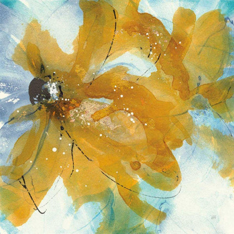 Amber Blue II Black Modern Wood Framed Art Print by Paschke, Chris