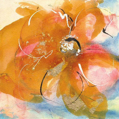 Amber Wash I White Modern Wood Framed Art Print with Double Matting by Paschke, Chris