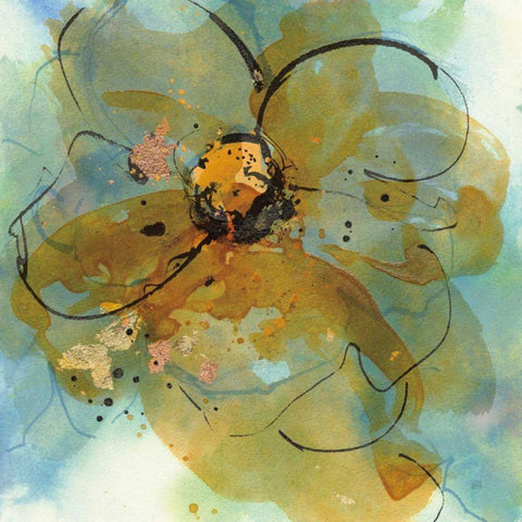 Amber and Leaf II Black Modern Wood Framed Art Print with Double Matting by Paschke, Chris