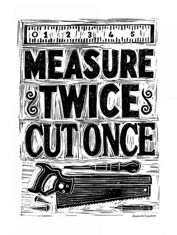 Measure Twice II White Modern Wood Framed Art Print with Double Matting by Snowdon, Alexandra