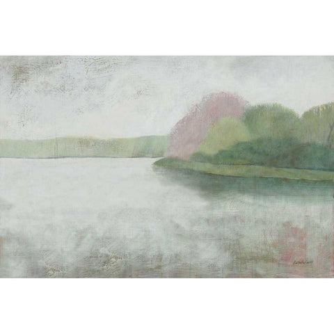 Nonquit Pond in May v2 Black Modern Wood Framed Art Print with Double Matting by Lovell, Kathrine