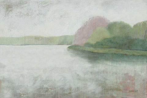 Nonquit Pond in May v2 White Modern Wood Framed Art Print with Double Matting by Lovell, Kathrine