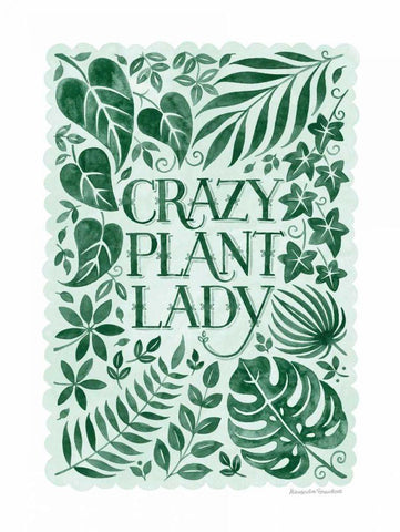 Crazy Plant Lady Black Ornate Wood Framed Art Print with Double Matting by Snowdon, Alexandra