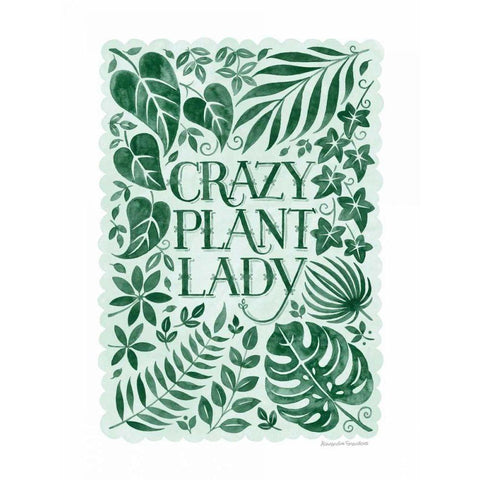 Crazy Plant Lady Black Modern Wood Framed Art Print with Double Matting by Snowdon, Alexandra
