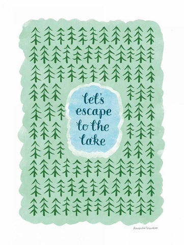 Escape to the Lake White Modern Wood Framed Art Print with Double Matting by Snowdon, Alexandra