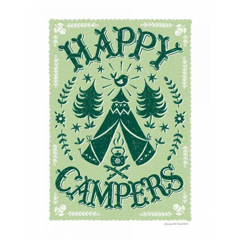 Happy Campers White Modern Wood Framed Art Print by Snowdon, Alexandra