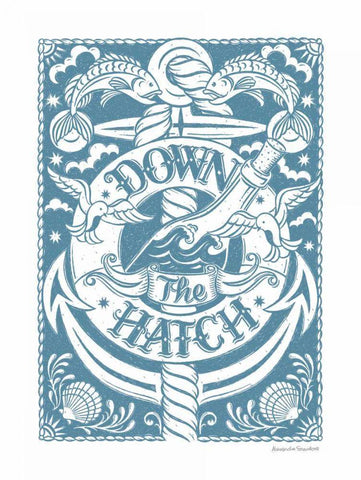 Down the Hatch Black Ornate Wood Framed Art Print with Double Matting by Snowdon, Alexandra