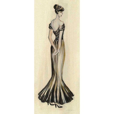 Evening Gown I Black Modern Wood Framed Art Print by Vassileva, Silvia