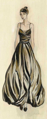 Evening Gown III White Modern Wood Framed Art Print with Double Matting by Vassileva, Silvia