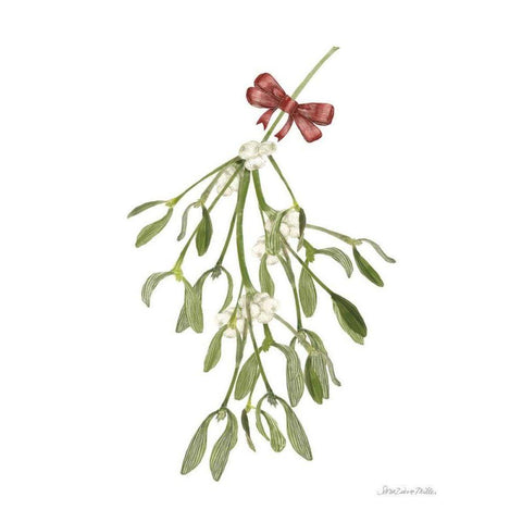 Peace and Joy Mistletoe Black Modern Wood Framed Art Print with Double Matting by Miller, Sara Zieve