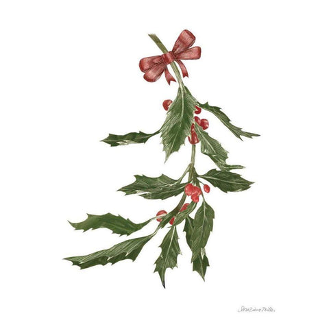 Peace and Joy Holly White Modern Wood Framed Art Print by Miller, Sara Zieve