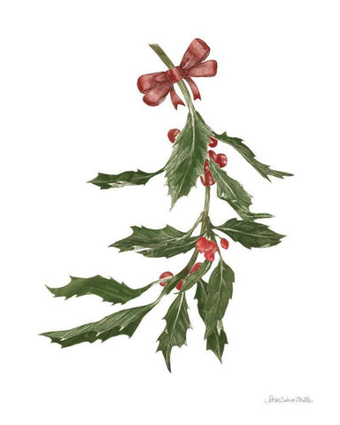 Peace and Joy Holly White Modern Wood Framed Art Print with Double Matting by Miller, Sara Zieve