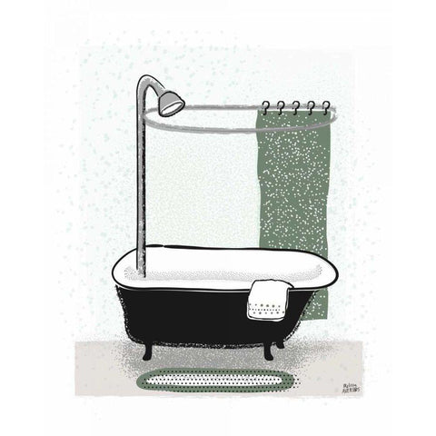 Sage Bath I Black Modern Wood Framed Art Print with Double Matting by Averinos, Melissa