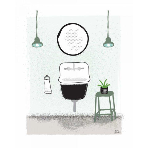 Sage Bath II Black Modern Wood Framed Art Print with Double Matting by Averinos, Melissa