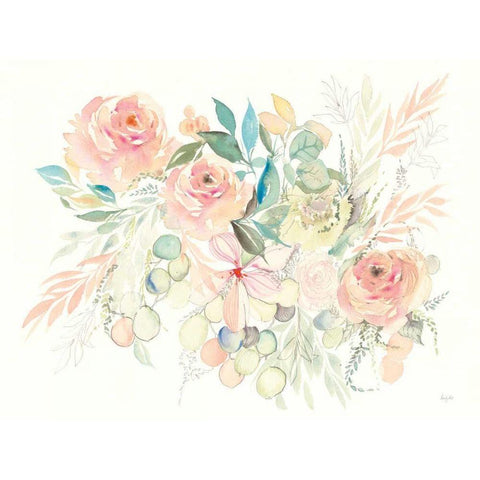 Watercolor Blossom I Black Modern Wood Framed Art Print by Rice, Kristy