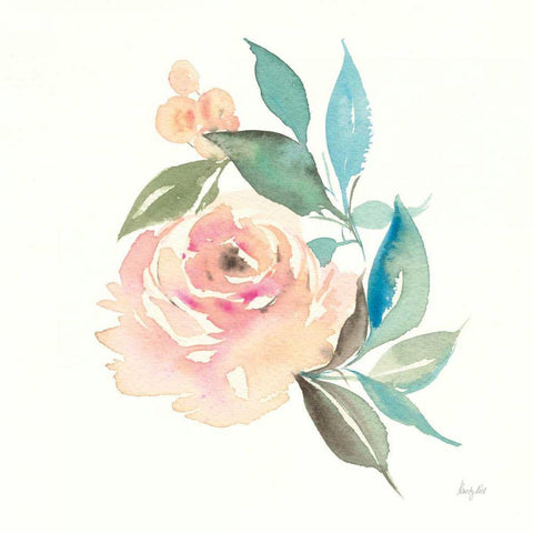 Watercolor Blossom II Black Ornate Wood Framed Art Print with Double Matting by Rice, Kristy