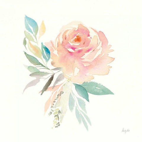 Watercolor Blossom III Black Modern Wood Framed Art Print with Double Matting by Rice, Kristy