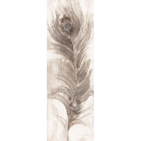 Neutral Eyed Feathers II White Modern Wood Framed Art Print by Hristova, Albena