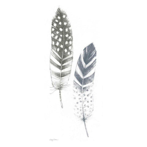 Feather Sketches VIII Blue Gray White Modern Wood Framed Art Print by Tillmon, Avery