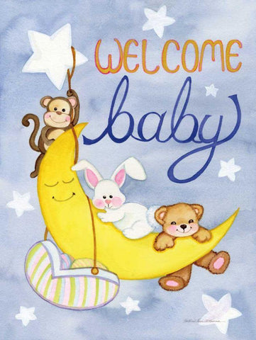 Welcome Baby White Modern Wood Framed Art Print with Double Matting by McKenna, Kathleen Parr