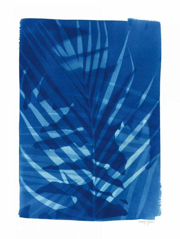 Cyanotype Tropical I White Modern Wood Framed Art Print with Double Matting by Green, Nancy