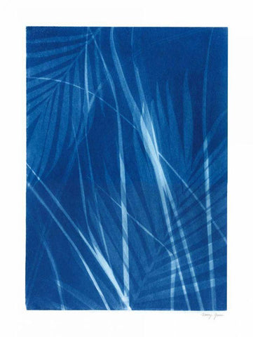 Cyanotype Tropical II Black Ornate Wood Framed Art Print with Double Matting by Green, Nancy