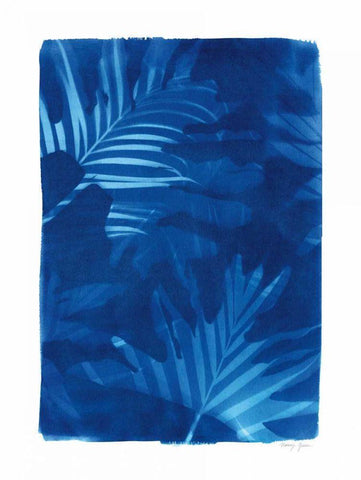 Cyanotype Tropical IV White Modern Wood Framed Art Print with Double Matting by Green, Nancy