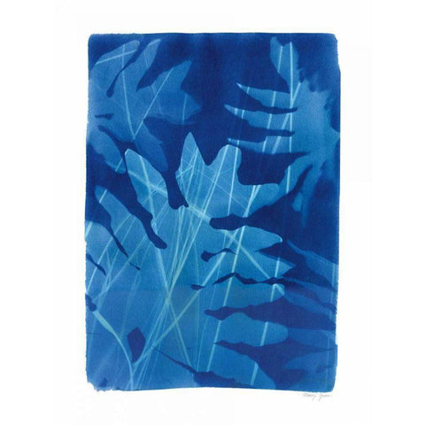 Cyanotype Tropical V Gold Ornate Wood Framed Art Print with Double Matting by Green, Nancy