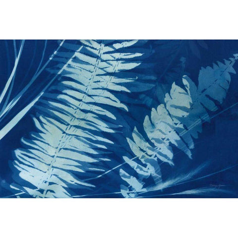 Cyanotype Tropical X White Modern Wood Framed Art Print by Green, Nancy
