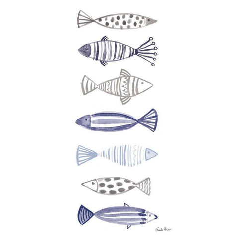 A School of Fish I Black Modern Wood Framed Art Print with Double Matting by Zaman, Farida