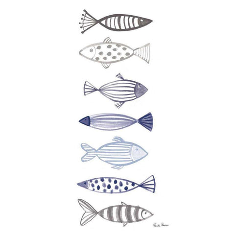 A School of Fish II White Modern Wood Framed Art Print by Zaman, Farida