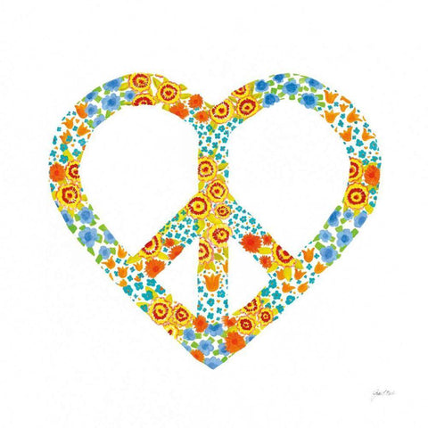 Peace and Love II White Modern Wood Framed Art Print with Double Matting by Davis, Joan E.